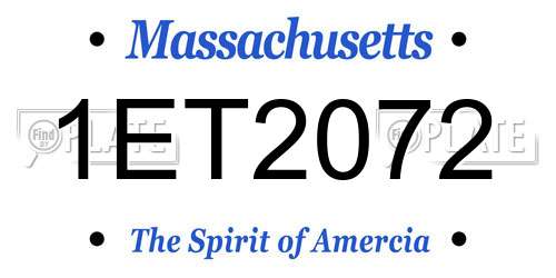 1ET2072 Massachusetts License Plate
