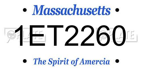 1ET2260 Massachusetts License Plate