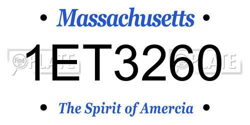 1ET3260 Massachusetts License Plate
