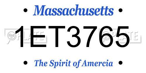 1ET3765 Massachusetts License Plate