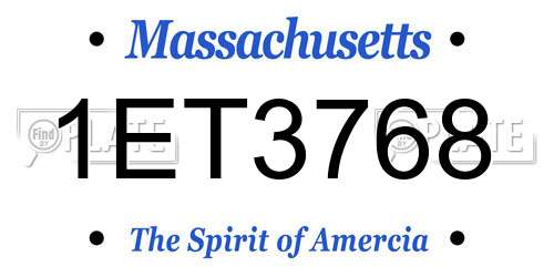 1ET3768 Massachusetts License Plate