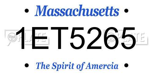 1ET5265 Massachusetts License Plate