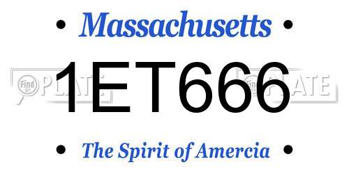 1ET666 Massachusetts License Plate