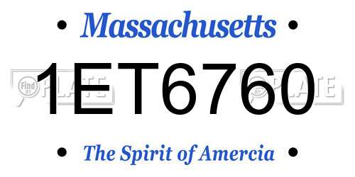 1ET6760 Massachusetts License Plate