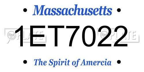 1ET7022 Massachusetts License Plate