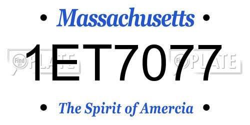 1ET7077 Massachusetts License Plate