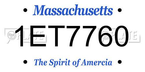 1ET7760 Massachusetts License Plate