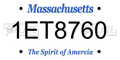 1ET8760 Massachusetts License Plate