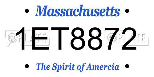 1ET8872 Massachusetts License Plate