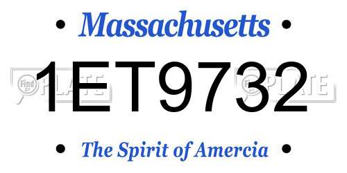 1ET9732 Massachusetts License Plate