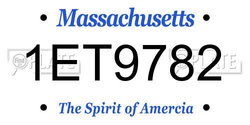 1ET9782 Massachusetts License Plate