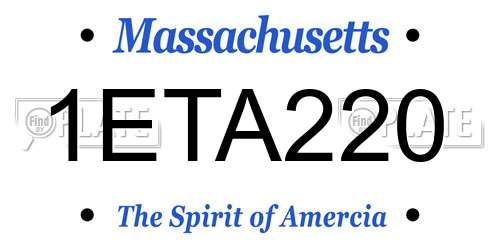 1ETA220 Massachusetts License Plate
