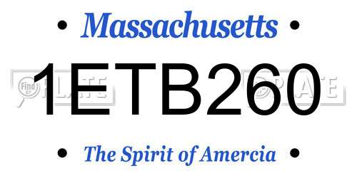 1ETB260 Massachusetts License Plate