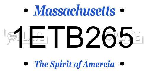 1ETB265 Massachusetts License Plate