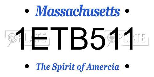 1ETB511 Massachusetts License Plate