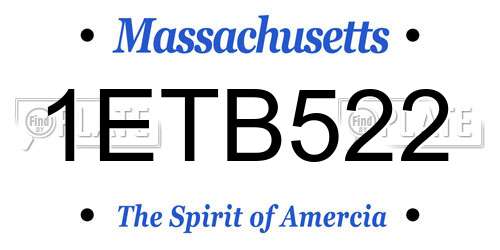 1ETB522 Massachusetts License Plate