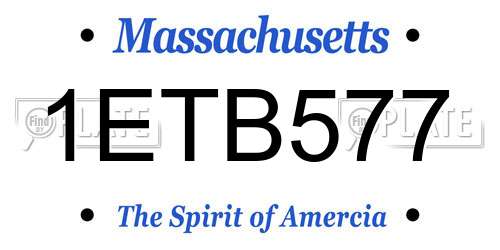 1ETB577 Massachusetts License Plate