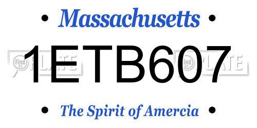 1ETB607 Massachusetts License Plate