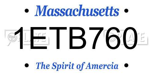 1ETB760 Massachusetts License Plate