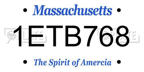 1ETB768 Massachusetts License Plate