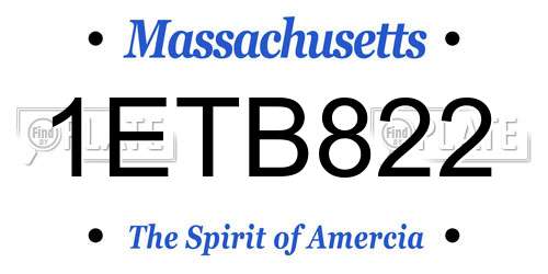 1ETB822 Massachusetts License Plate