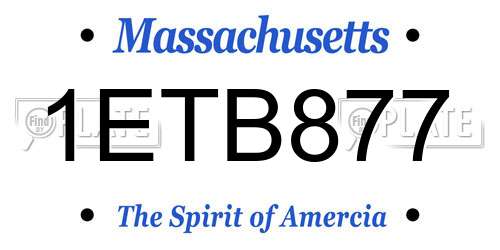 1ETB877 Massachusetts License Plate