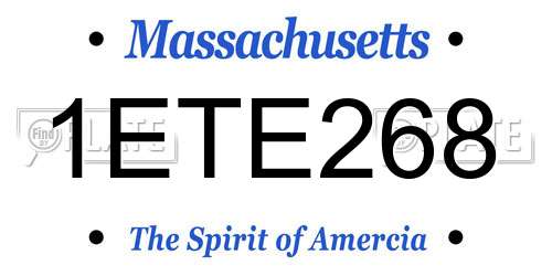 1ETE268 Massachusetts License Plate
