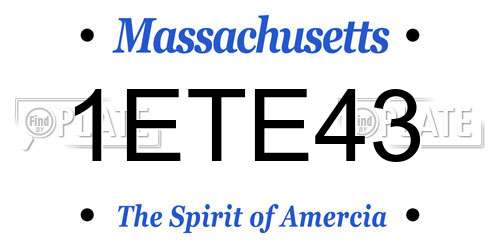 1ETE43 Massachusetts License Plate