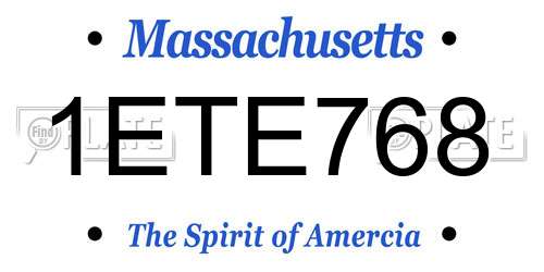 1ETE768 Massachusetts License Plate