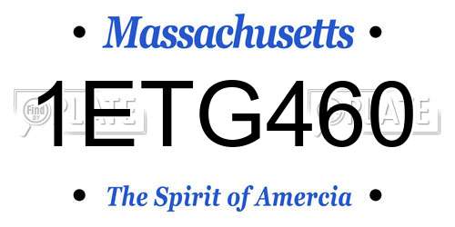 1ETG460 Massachusetts License Plate