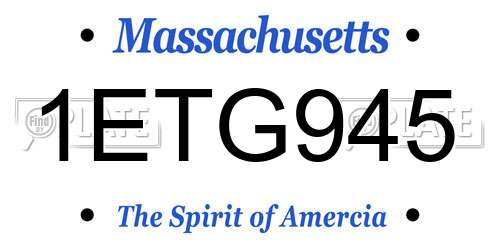 1ETG945 Massachusetts License Plate