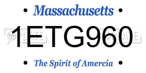 1ETG960 Massachusetts License Plate