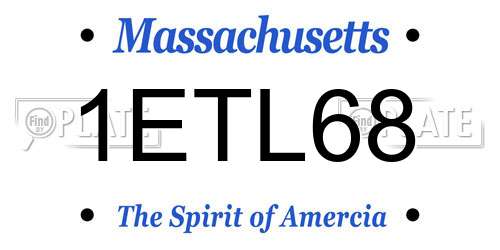 1ETL68 Massachusetts License Plate
