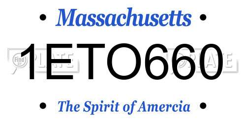 1ETO660 Massachusetts License Plate