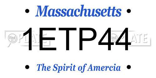 1ETP44 Massachusetts License Plate