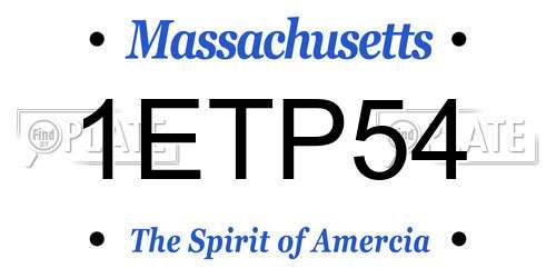 1ETP54 Massachusetts License Plate