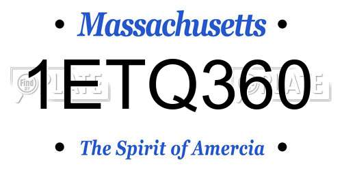 1ETQ360 Massachusetts License Plate