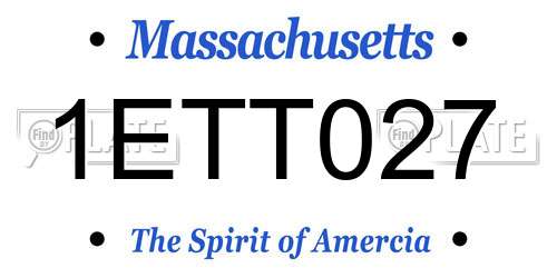 1ETT027 Massachusetts License Plate
