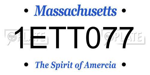1ETT077 Massachusetts License Plate