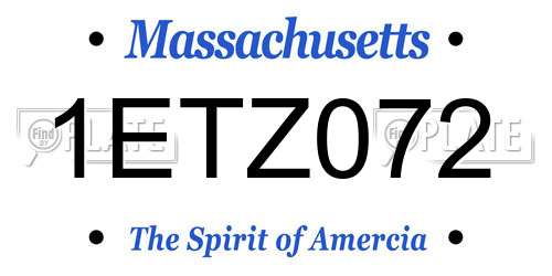 1ETZ072 Massachusetts License Plate