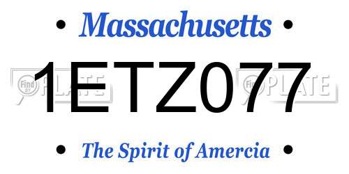 1ETZ077 Massachusetts License Plate