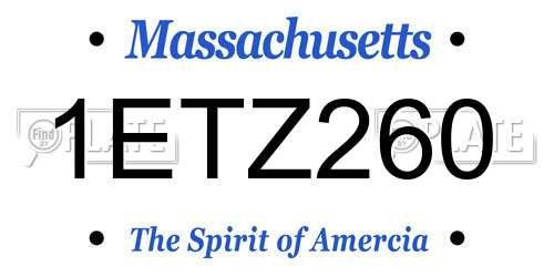 1ETZ260 Massachusetts License Plate