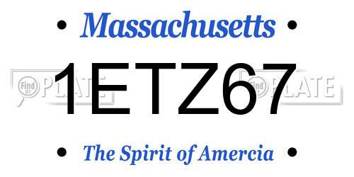 1ETZ67 Massachusetts License Plate