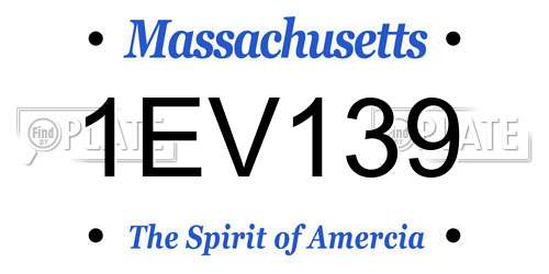 1EV139 Massachusetts License Plate