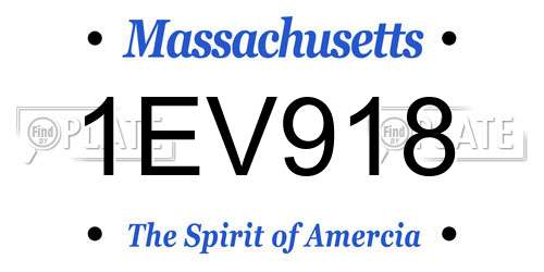 1EV918 Massachusetts License Plate