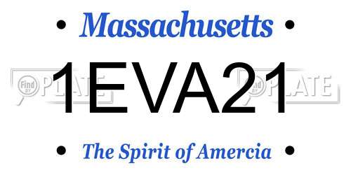 1EVA21 Massachusetts License Plate