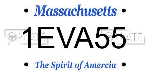 1EVA55 Massachusetts License Plate