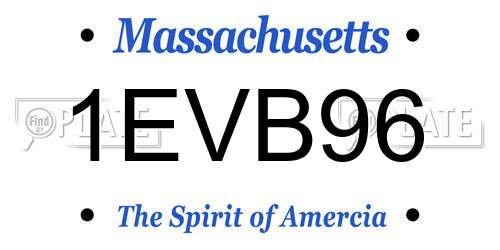 1EVB96 Massachusetts License Plate