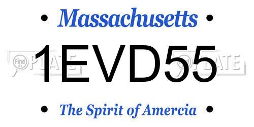 1EVD55 Massachusetts License Plate
