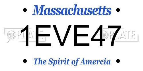1EVE47 Massachusetts License Plate